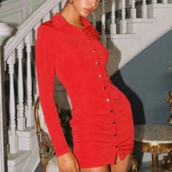 Princess Polly Elody Red Bodycon Polo Collar Dress - Picture 1 of 12
